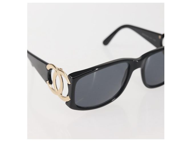 Occhiali da sole CHANEL COCO Marca Plastica Nera CC Auth 143784 Nero - vista 6