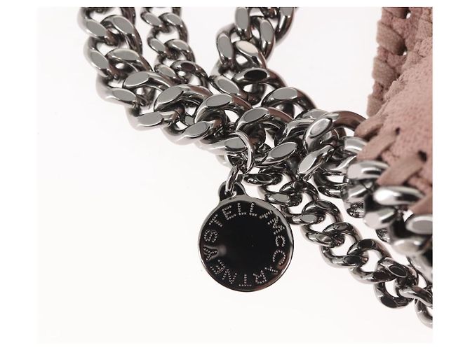 Autre Marque Borsa a spalla Stella McCartney Chain Fabera in suede rosa argento autentica BA5956 - vista 10