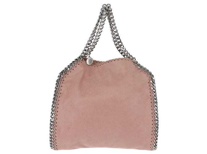 Autre Marque Borsa a spalla Stella McCartney Chain Fabera in suede rosa argento autentica BA5956 - vista 13