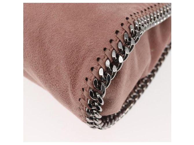 Autre Marque Borsa a spalla Stella McCartney Chain Fabera in suede rosa argento autentica BA5956 - vista 16