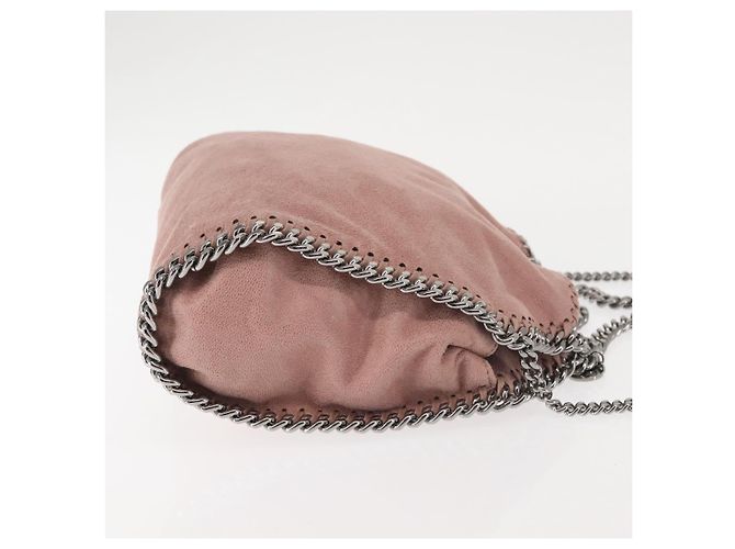 Autre Marque Borsa a spalla Stella McCartney Chain Fabera in suede rosa argento autentica BA5956 - vista 3