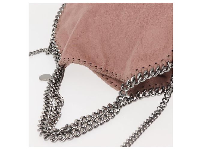 Autre Marque Borsa a spalla Stella McCartney Chain Fabera in suede rosa argento autentica BA5956 - vista 6
