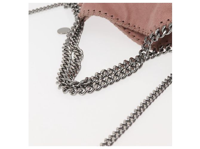 Autre Marque Borsa a spalla Stella McCartney Chain Fabera in suede rosa argento autentica BA5956 - vista 7