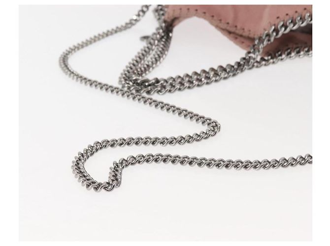 Autre Marque Borsa a spalla Stella McCartney Chain Fabera in suede rosa argento autentica BA5956 - vista 8