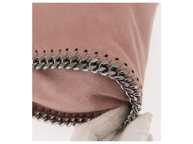 Autre Marque Borsa a spalla Stella McCartney Chain Fabera in suede rosa argento autentica BA5956 - vista 9