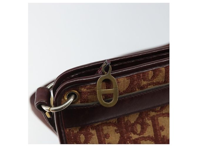 Borsa a Spalla in Tela Trotter Christian Dior Rossa Oro Auth 143135 - vista 10