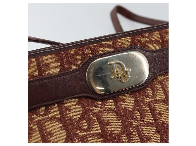 Borsa a Spalla in Tela Trotter Christian Dior Rossa Oro Auth 143135 - vista 17