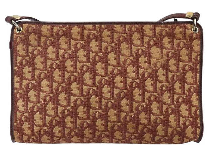 Borsa a Spalla in Tela Trotter Christian Dior Rossa Oro Auth 143135 - vista 2