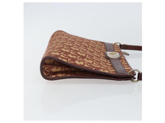 Borsa a Spalla in Tela Trotter Christian Dior Rossa Oro Auth 143135 - vista 3