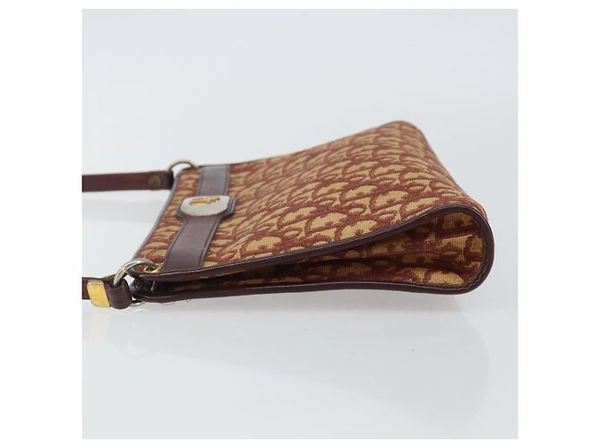 Borsa a Spalla in Tela Trotter Christian Dior Rossa Oro Auth 143135 - vista 4