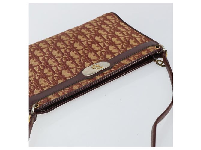 Borsa a Spalla in Tela Trotter Christian Dior Rossa Oro Auth 143135 - vista 6