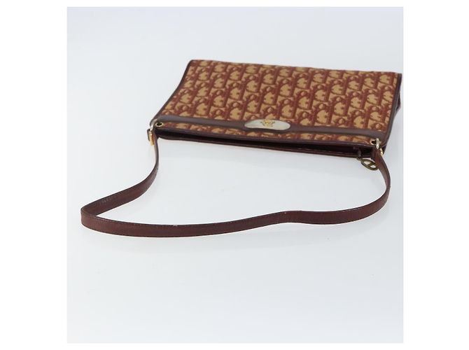 Borsa a Spalla in Tela Trotter Christian Dior Rossa Oro Auth 143135 - vista 7