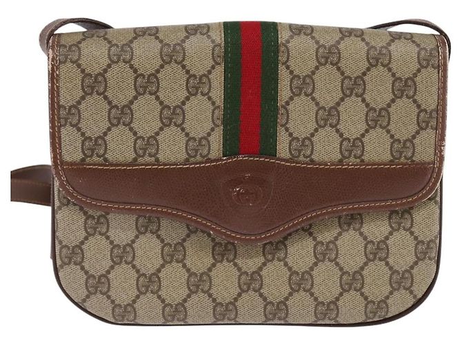 Bolso Sherry Line GG Supreme Web de GUCCI en PVC beige y dorado 001 113 6862 Auth 143301 - vista 13