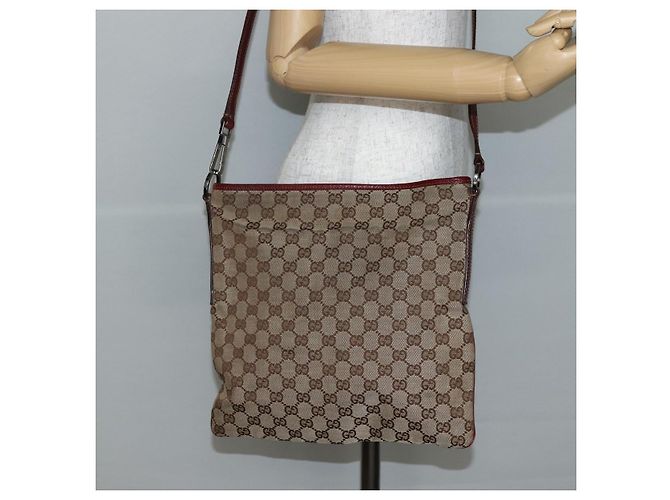 GUCCI GG Canvas Schultertasche Beige Silber 113013 Auth 143267 - Ansicht 21