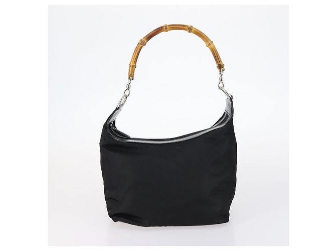 Borsa a Spalla Gucci Bamboo Jackie Nylon 6Set Nera Auth bs29393 Nero - vista 12