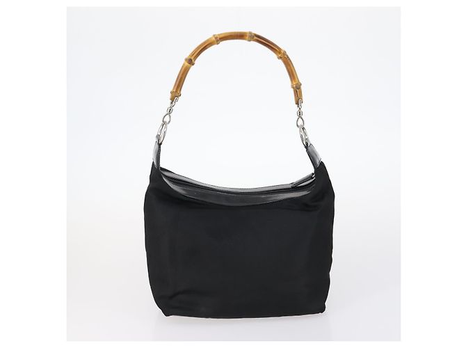 Borsa a Spalla Gucci Bamboo Jackie Nylon 6Set Nera Auth bs29393 Nero - vista 13