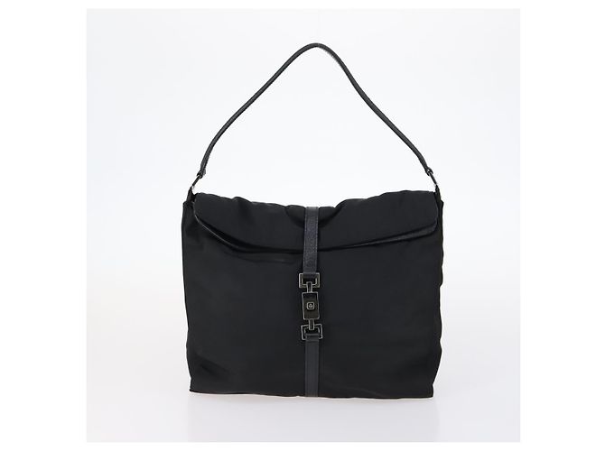 Borsa a Spalla Gucci Bamboo Jackie Nylon 6Set Nera Auth bs29393 Nero - vista 22