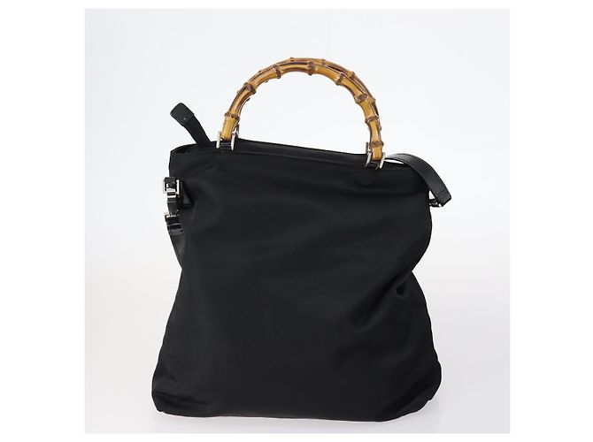 Borsa a Spalla Gucci Bamboo Jackie Nylon 6Set Nera Auth bs29393 Nero - vista 3