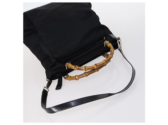Borsa a Spalla Gucci Bamboo Jackie Nylon 6Set Nera Auth bs29393 Nero - vista 4