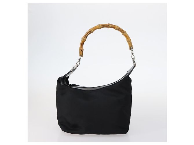 Borsa a Spalla Gucci Bamboo Jackie Nylon 6Set Nera Auth bs29393 Nero - vista 7