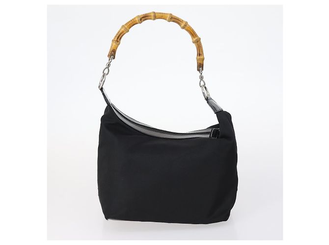 Borsa a Spalla Gucci Bamboo Jackie Nylon 6Set Nera Auth bs29393 Nero - vista 8