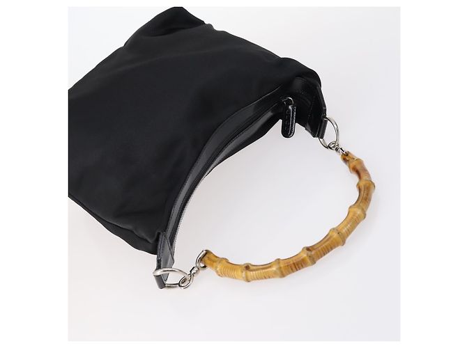 Borsa a Spalla Gucci Bamboo Jackie Nylon 6Set Nera Auth bs29393 Nero - vista 9