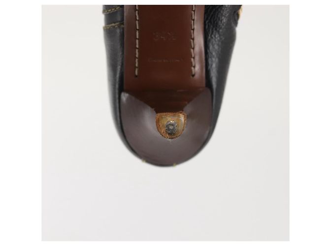 Stivaletti LOUIS VUITTON in Pelle Suhari 34 1/2 Nero Oro LV Auth 143282 D'oro - vista 10