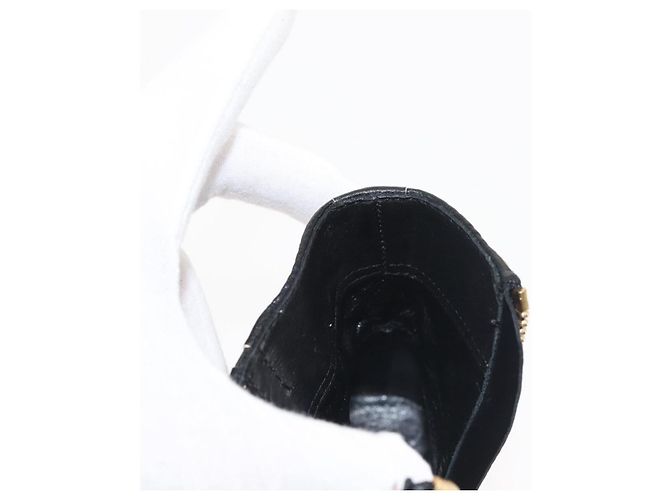 Stivaletti LOUIS VUITTON in Pelle Suhari 34 1/2 Nero Oro LV Auth 143282 D'oro - vista 16