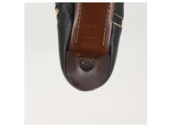 Stivaletti LOUIS VUITTON in Pelle Suhari 34 1/2 Nero Oro LV Auth 143282 D'oro - vista 29