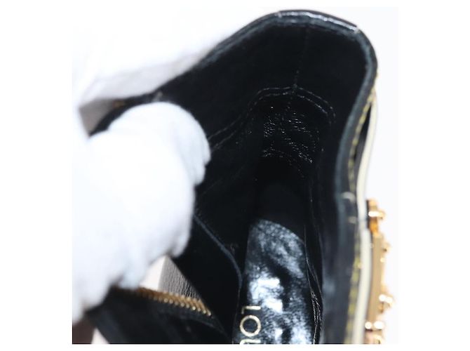 Stivaletti LOUIS VUITTON in Pelle Suhari 34 1/2 Nero Oro LV Auth 143282 D'oro - vista 35