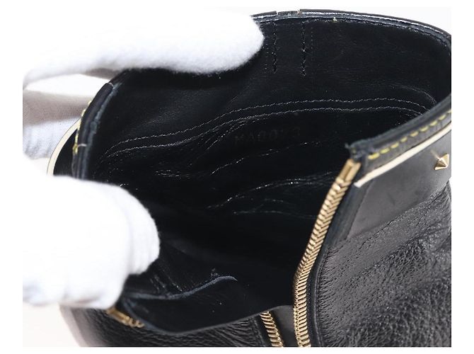 Stivaletti LOUIS VUITTON in Pelle Suhari 34 1/2 Nero Oro LV Auth 143282 D'oro - vista 37