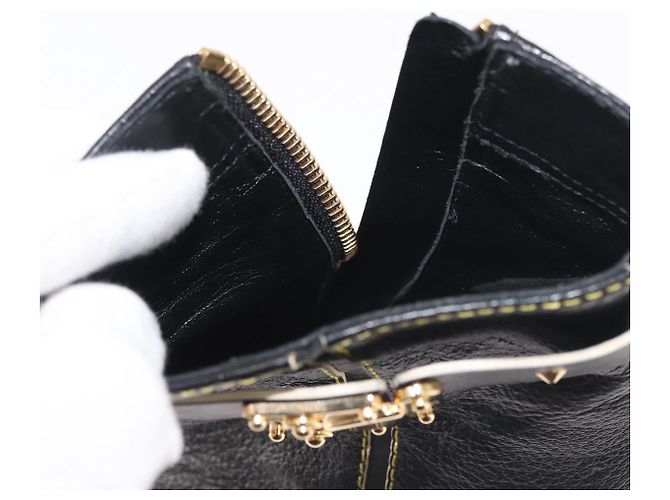 Stivaletti LOUIS VUITTON in Pelle Suhari 34 1/2 Nero Oro LV Auth 143282 D'oro - vista 38