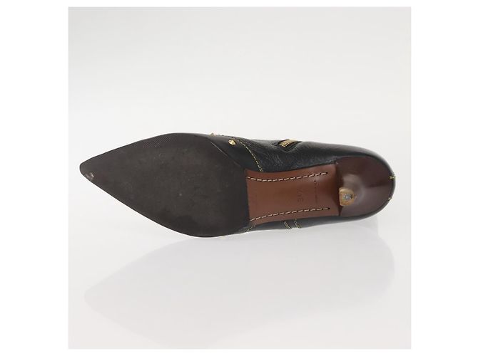 Stivaletti LOUIS VUITTON in Pelle Suhari 34 1/2 Nero Oro LV Auth 143282 D'oro - vista 7