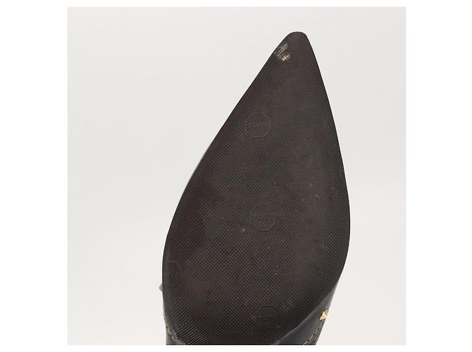 Stivaletti LOUIS VUITTON in Pelle Suhari 34 1/2 Nero Oro LV Auth 143282 D'oro - vista 8