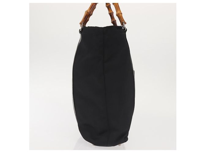Borsa a mano in nylon nero e argento Gucci Bamboo 000 1998 0508 Auth 143305 - vista 4