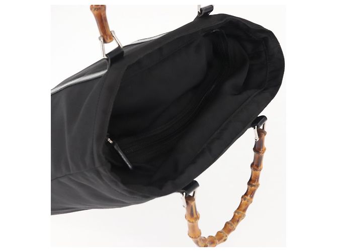 Borsa a mano in nylon nero e argento Gucci Bamboo 000 1998 0508 Auth 143305 - vista 6