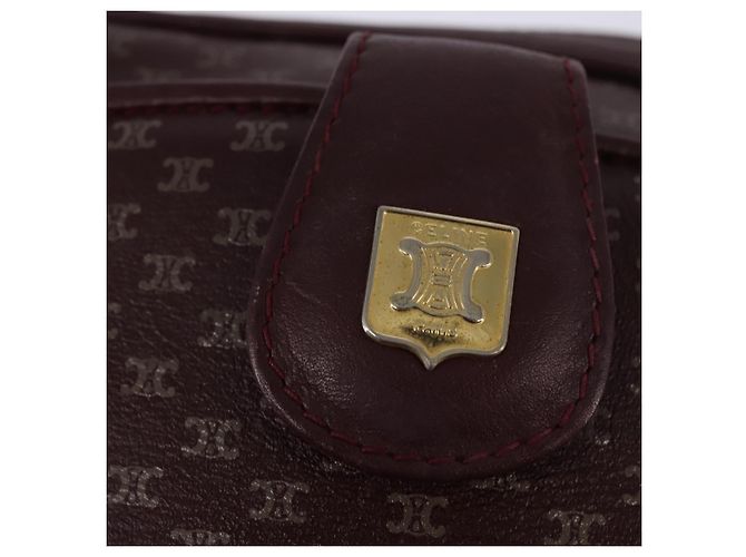 Céline Borsa a Spalla in Tela Macadam CELINE Bordeaux Oro Auth BA6206 D'oro Bordò - vista 10