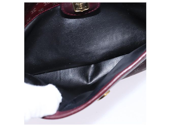 Céline Borsa a Spalla in Tela Macadam CELINE Bordeaux Oro Auth BA6206 D'oro Bordò - vista 12