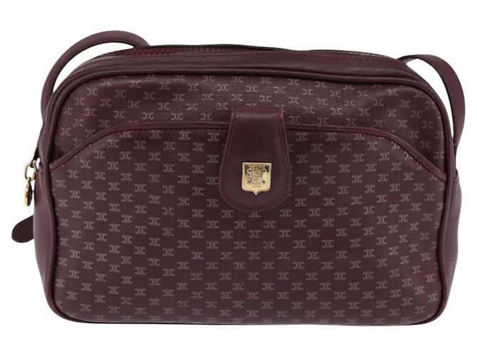 Céline Borsa a Spalla in Tela Macadam CELINE Bordeaux Oro Auth BA6206 D'oro Bordò - vista 13
