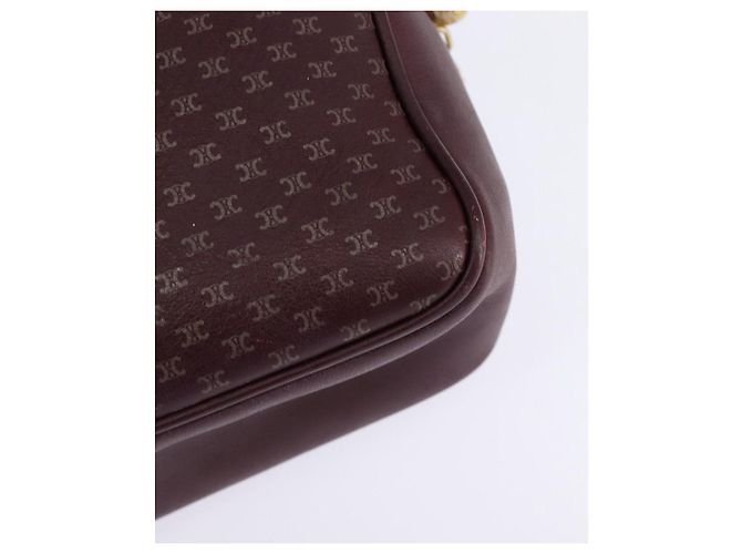 Céline Borsa a Spalla in Tela Macadam CELINE Bordeaux Oro Auth BA6206 D'oro Bordò - vista 16