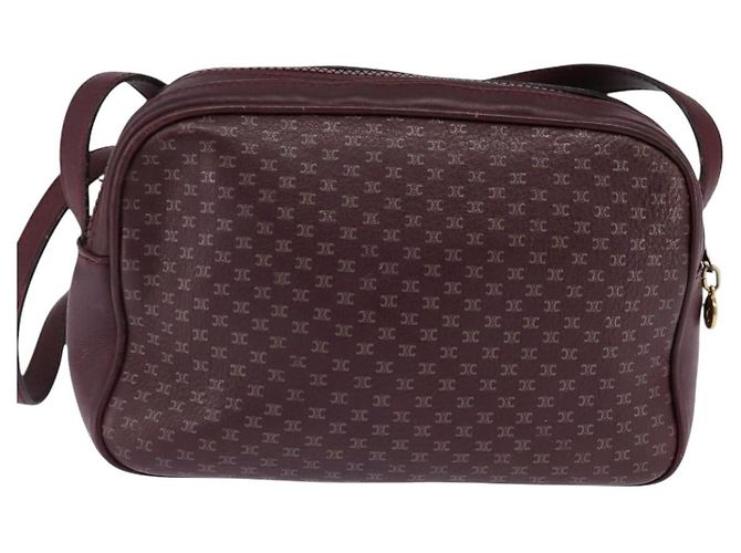 Céline Borsa a Spalla in Tela Macadam CELINE Bordeaux Oro Auth BA6206 D'oro Bordò - vista 2