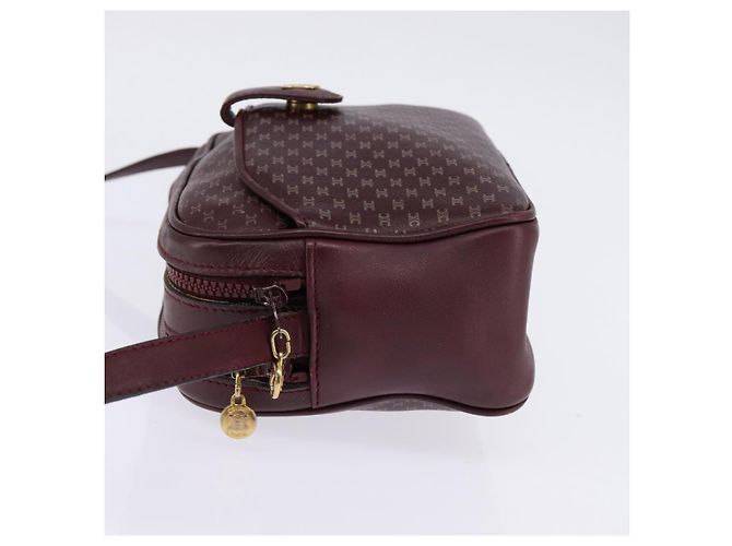 Céline Borsa a Spalla in Tela Macadam CELINE Bordeaux Oro Auth BA6206 D'oro Bordò - vista 3
