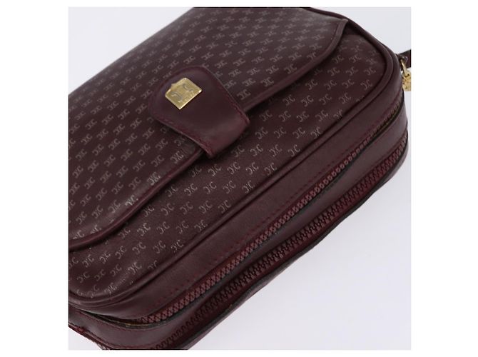 Céline Borsa a Spalla in Tela Macadam CELINE Bordeaux Oro Auth BA6206 D'oro Bordò - vista 6