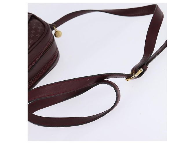Céline Borsa a Spalla in Tela Macadam CELINE Bordeaux Oro Auth BA6206 D'oro Bordò - vista 7