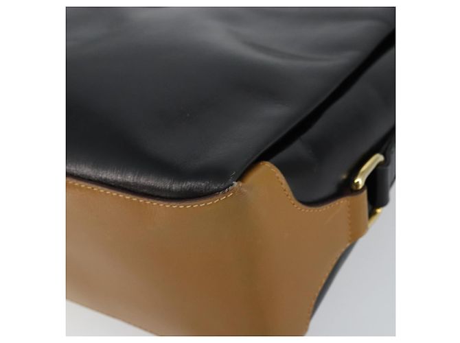 Céline Bolso de Hombro de Cuero Negro y Dorado Auth BA6127 - vista 15