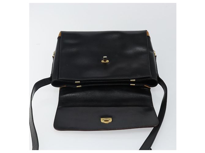 Céline Bolso de Hombro de Cuero Negro y Dorado Auth BA6127 - vista 18