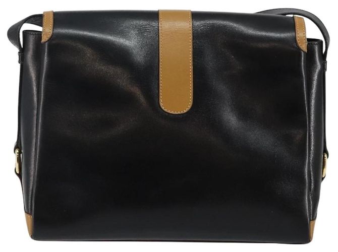 Céline Bolso de Hombro de Cuero Negro y Dorado Auth BA6127 - vista 2