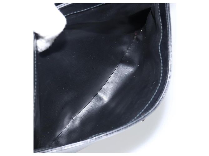 Céline Bolso de Hombro de Cuero Negro y Dorado Auth BA6127 - vista 23