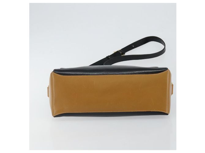 Céline Bolso de Hombro de Cuero Negro y Dorado Auth BA6127 - vista 5