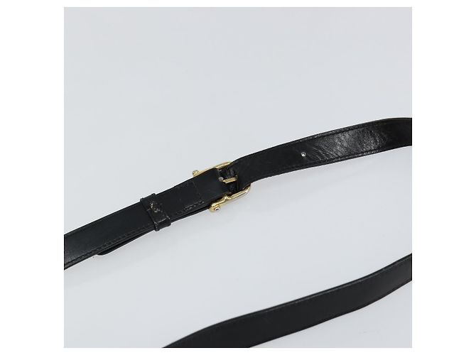 Céline Bolso de Hombro de Cuero Negro y Dorado Auth BA6127 - vista 8